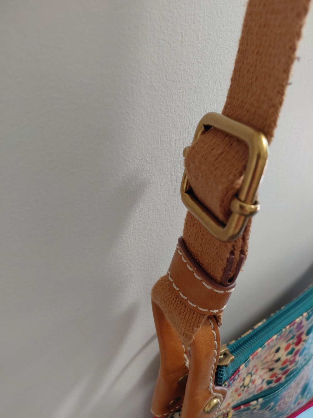 Fossil Teal Floral Crossbody Shoulder Bag Purse - Picture 6 of 11